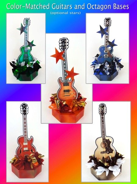 color matched guitars and bases