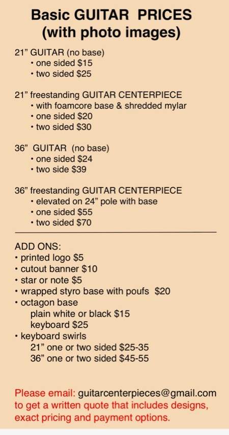guitar centerpiece pricing