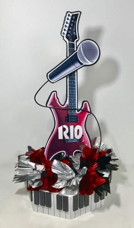 guitar and microphone centerpiece